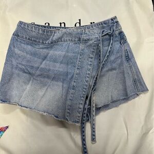 We The Free Light Blue wrap Denim Skort with Zip Fly